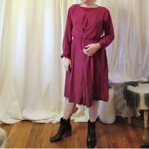 VINTAGE Christian Dior cranberry silk midi dress
